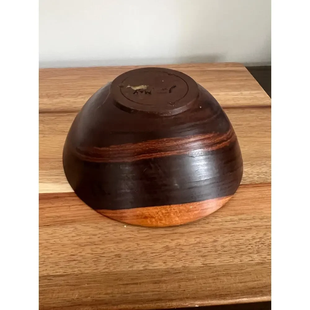 Vintage Signed John May Hand Turned Teak Bowl Jackson NH JL